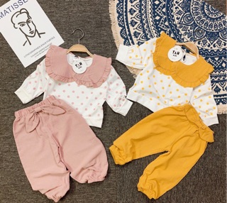 BỘ CỔ BÈO CHẤM BI CHO BÉ GÁI