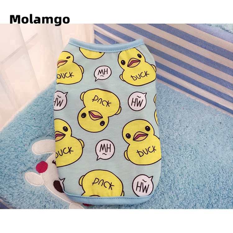 Áo thun không tay cho thú cưng in họa tiết chú vịt dễ thương