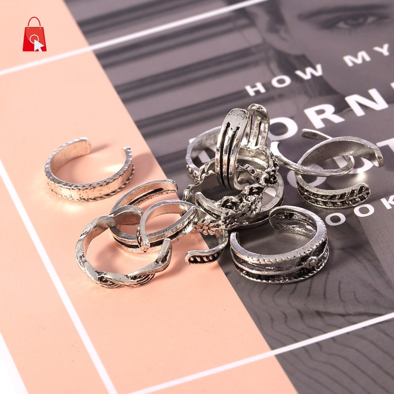 12 Nhẫn ngón chân khắc họa tiết