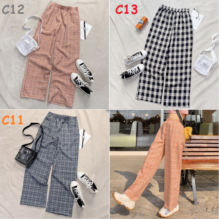 Quần CARO ỐNG RỘNG 12 Màu Ulzzang Unisex 1hitshop