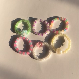 Nhẫn hạt nhỏ pastel nhiều màu
