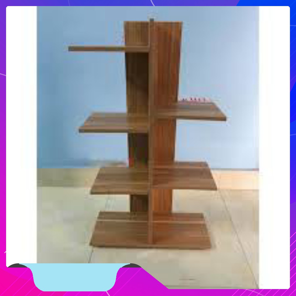 KỆ SÁCH VÂN GỖ VUÔNG 5 TẦNG | BigBuy360 - bigbuy360.vn