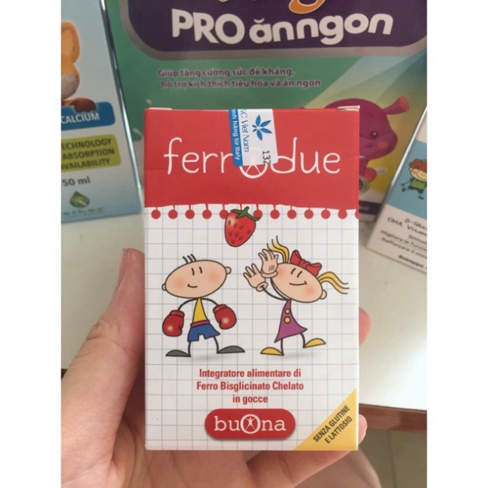 Sắt hữu cơ nhỏ giọt Buona Ferrodue.vị dâu dễ uống dùng cho trẻ từ sơ sinh lọ 15ml