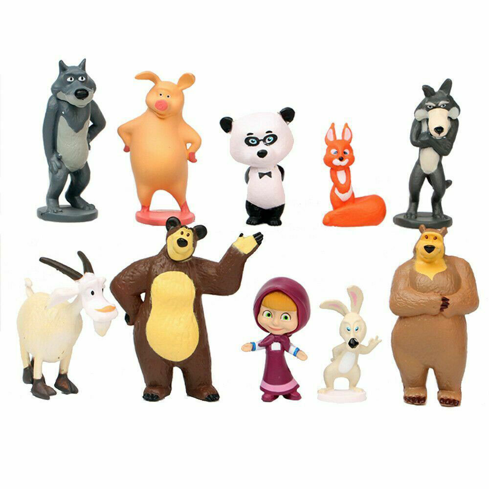 Bộ 10 mô hình nhân vật hoạt hình Masha And The Bear