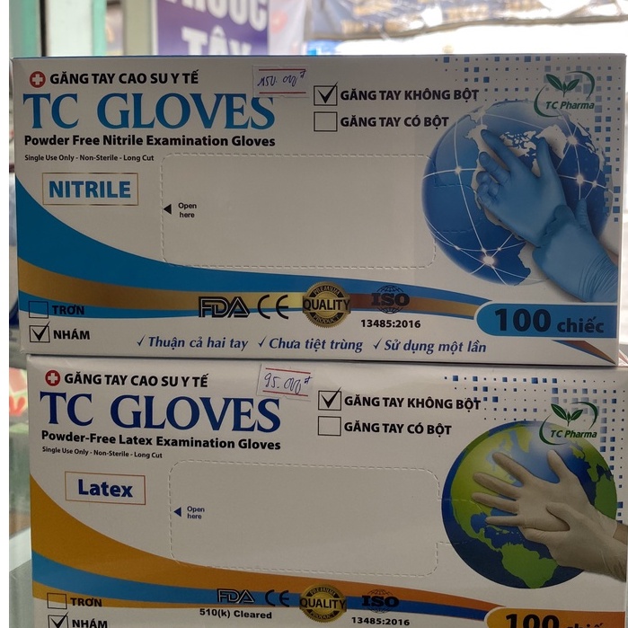Găng tay y tế Gloves TC hộp 100 cái, bao tay y tế không bột- Nhà Thuốc Mỹ Kim