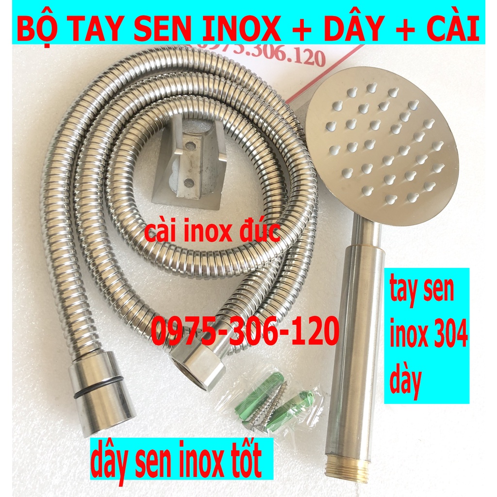 [SALE SỐC GIÁ SỈ] Bộ Tay sen tắm INOX 304 TS2 Và Dây Sen và Cài Sen TAY SEN TRÒN INOX, tia nước to mạnh