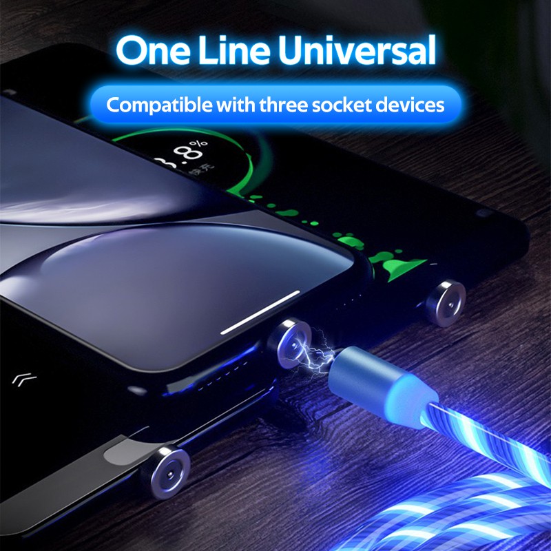 Cáp sạc nhanh TBTIC có đèn led nhiều màu sắc thích hợp cho iPhone Samsung Note10 Plus 9 8