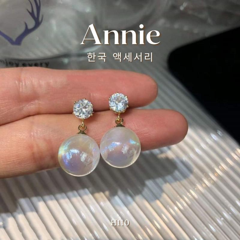 Bông tai hạt ngọc pha lê đính đá phong cách sang trọng hiện đại Annie H110