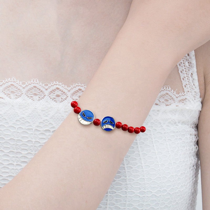 Tmdbyx Vòng tay chuỗi hạt màu đỏ phong cách One Piece cá tính