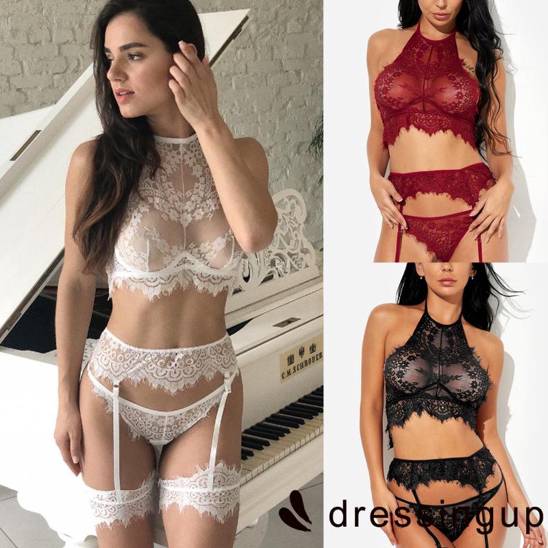 Set đồ ngủ ren xuyên thấu với kiểu dáng mới lạ thời trang quyến rũ cho nữ