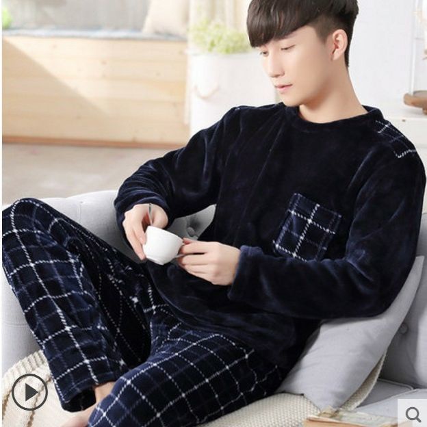 Bộ đồ ngủ chất nhung nỉ dày dặn thời trang thu đông dành cho nam