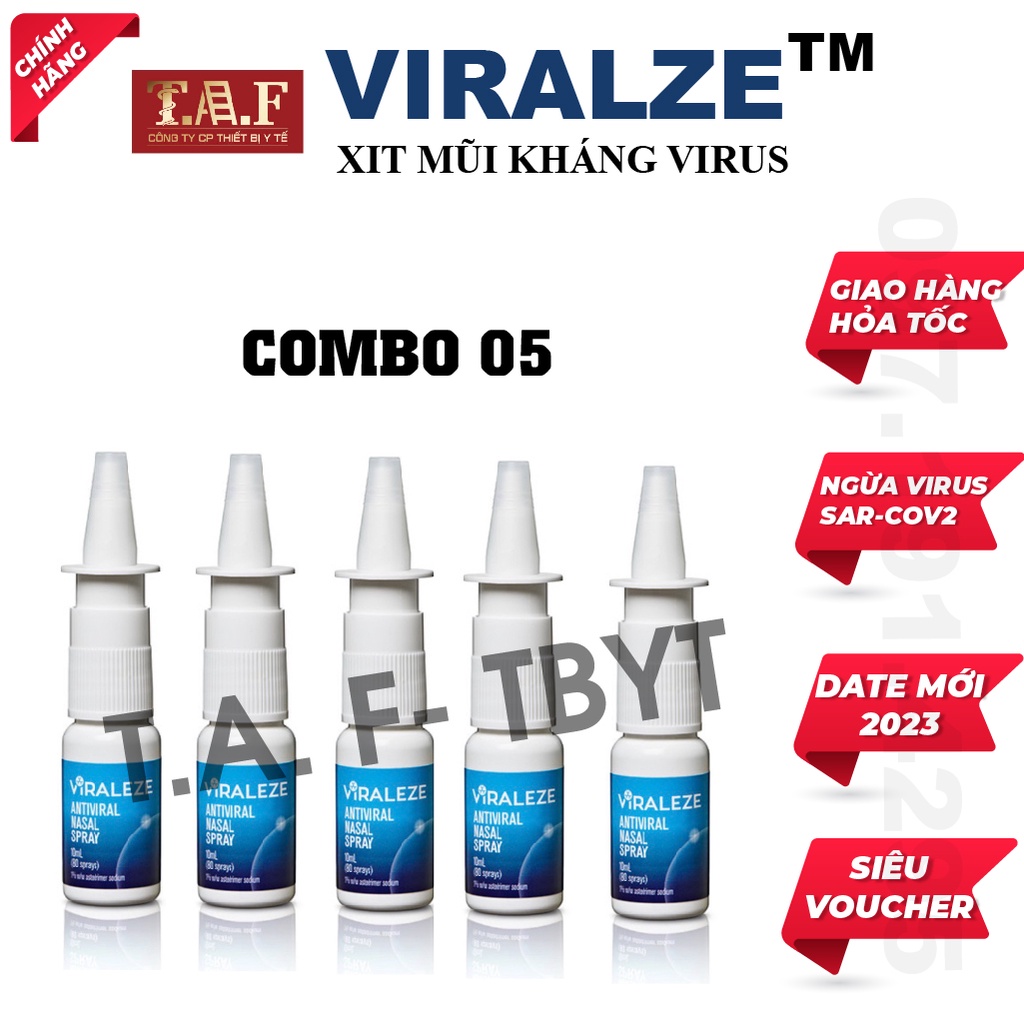 Xịt mũi kháng khuẩn Viraleze, combo 5 chai 10ml