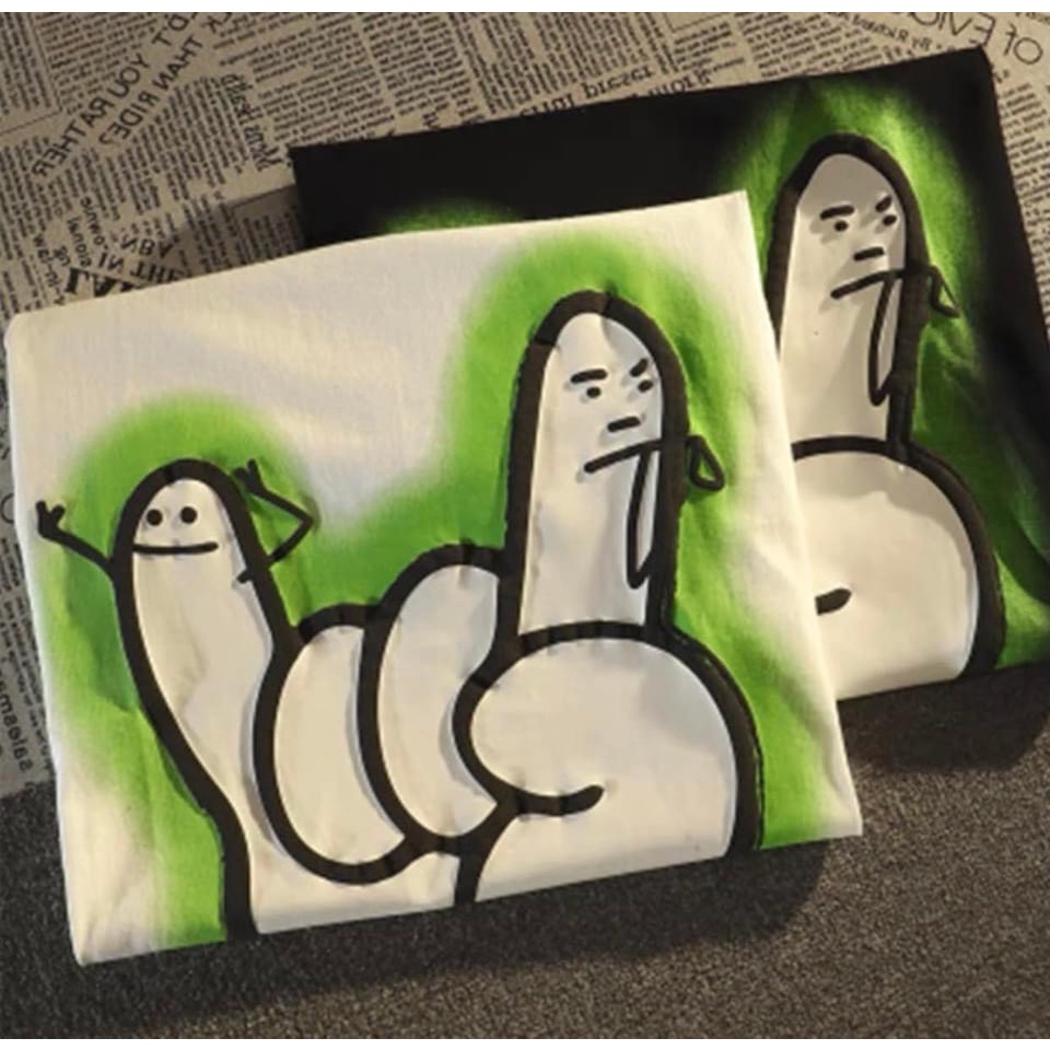 áo thun cototn tay lỡ dáng rộng unisex - bàn tay