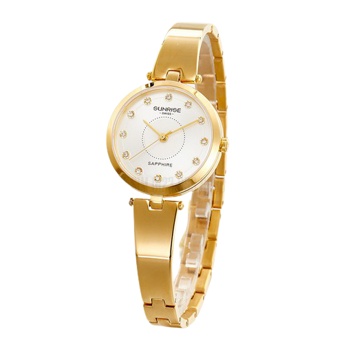Đồng hồ nữ SUNRISE 9936SA mặt vàng full hộp chính hãng, kính Sapphire chống xước, chống nước tốt