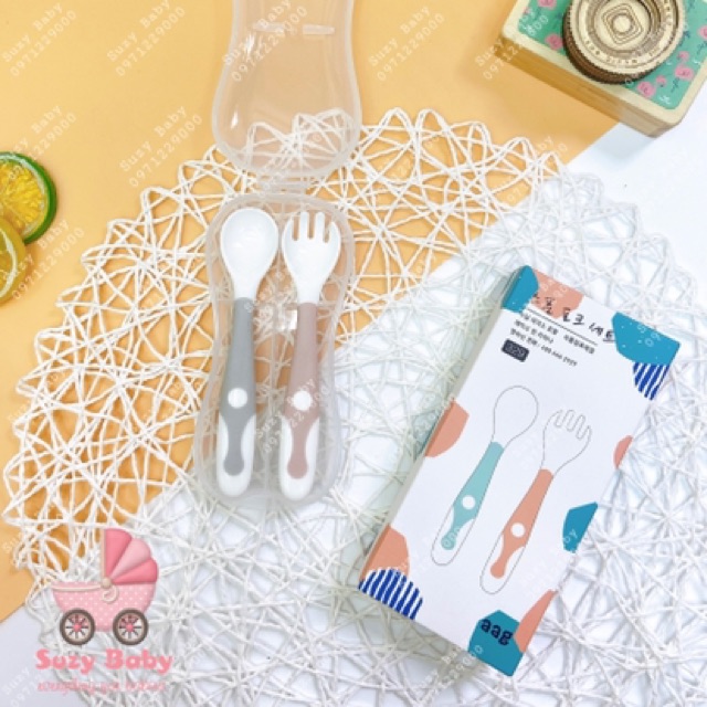 SET 2 THÌA ĂN DẶM KÈM HỘP ĐỰNG
