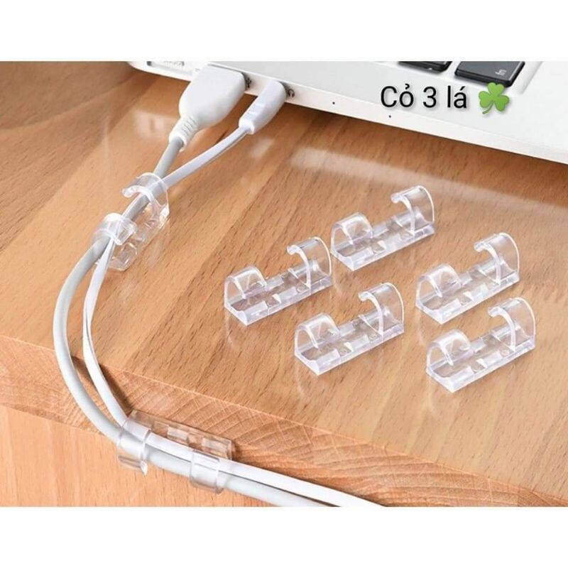 Kẹp nhựa giữ cố định, đi luồn dây điện, trong suốt có sẵn keo dán tường tiện lợi