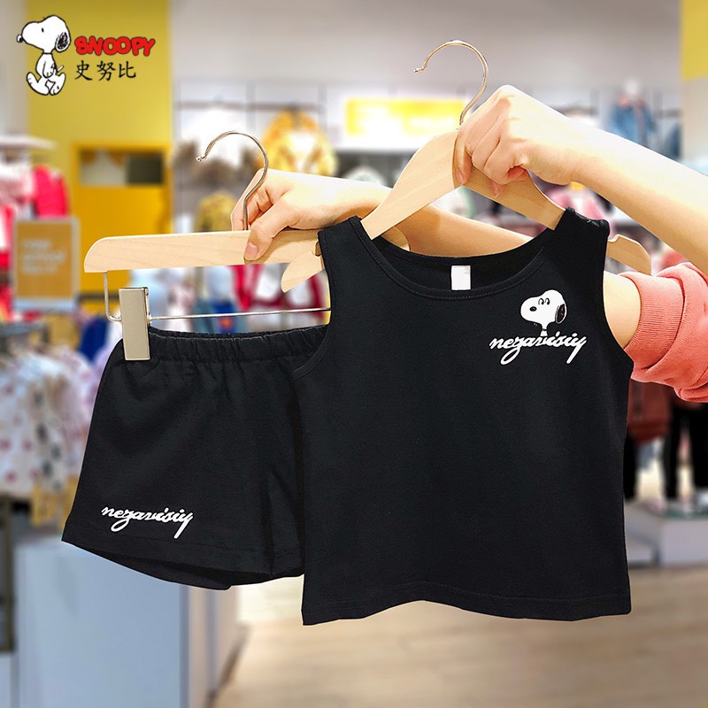 Bộ ba lỗ cho bé thêu chú chó dễ thương cho bé trai và gái, Đô Bộ quần áo sát nách cho bé chất cotton Từ 7- 27kg binbon