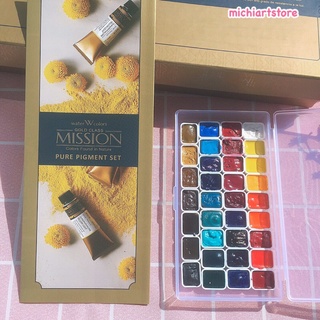 [Michi Art Store] Màu nước Mijello Mission Gold Pure Pigment 34 màu pocket 0,5ml, 1ml hạng họa sĩ xuất xứ Hàn Quốc