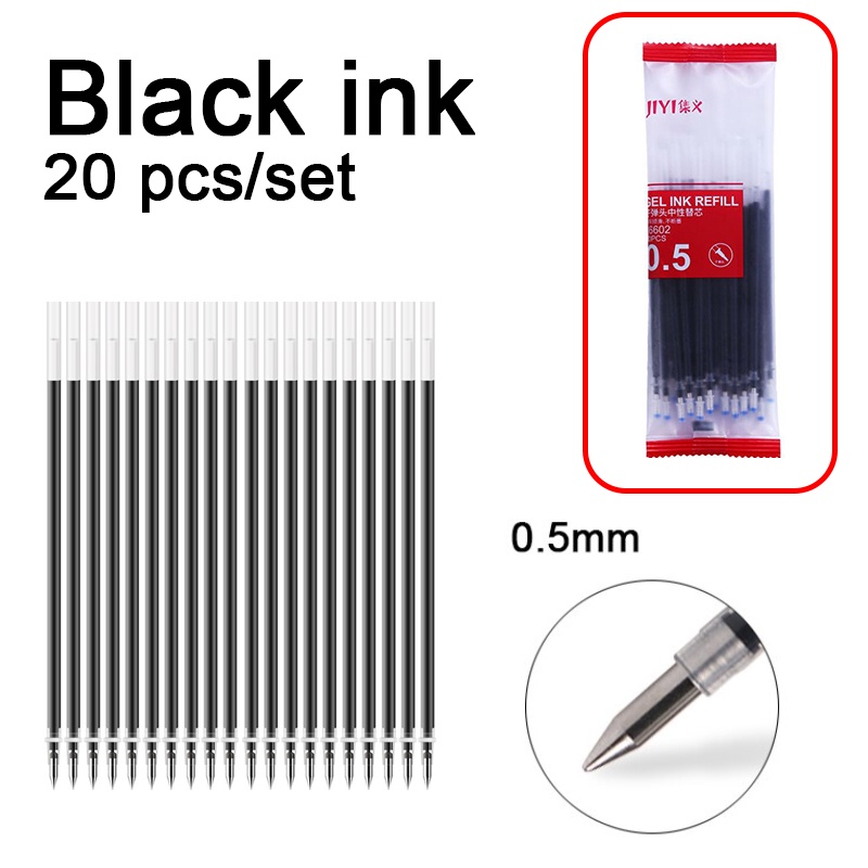 Set 20 Ruột Bút Mực Nước Thay Thế 0.5mm Màu Đen / Đỏ / Xanh