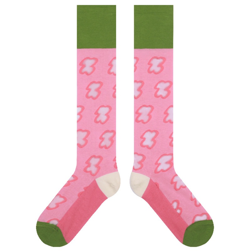 Xiangbao Vớ Ống Chân Phối Lưới Mỏng Thoáng Khí Họa Tiết Hoa Ngọt Ngào Phong Cách Harajuku Mùa Hè Cho Nữ