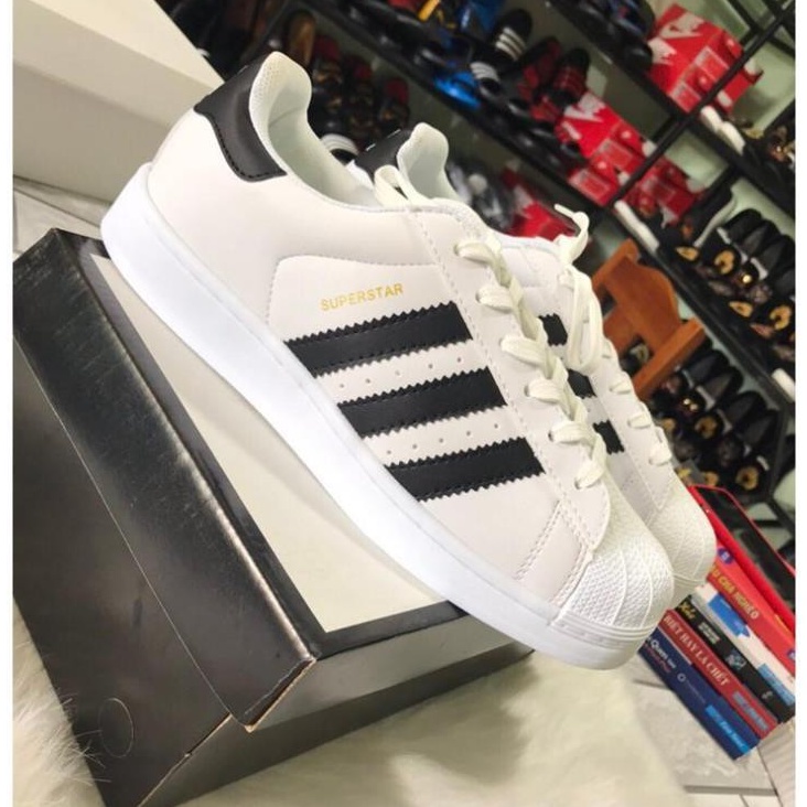 Giày adidas mũi trơn trắng 3 sọc FULL BOX