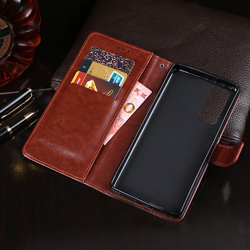 Bao da điện thoại PU da ngựa dạng ví nắp lật có ngăn đựng thẻ và giá đỡ cho Samsung Galaxy Note3 N7100/ NOTE2 Note 5 4 8 9 10 10Pro