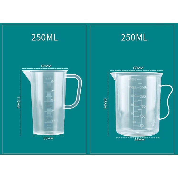 Ca Đong Định Lượng Pha Chế 50ml, 100ml, 250ml, 500ml, 1L, 2L, 5L có quai - ca nhựa có quai