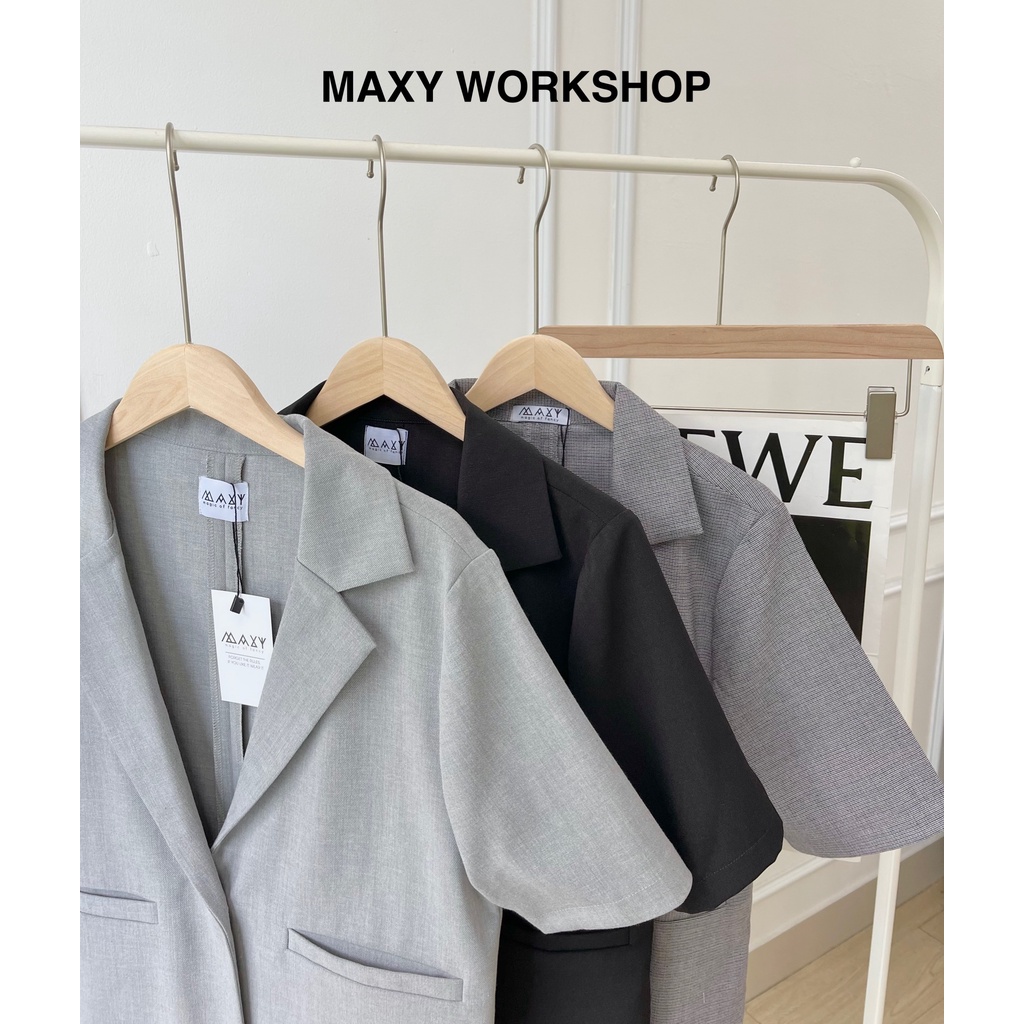 Áo blazer nữ ngắn tay có túi Trendy short blazer Maxy Workshop | WebRaoVat - webraovat.net.vn