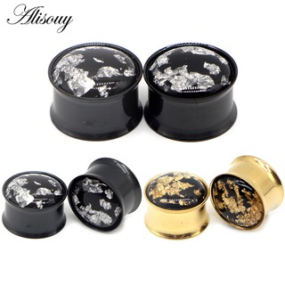 Alisouy 2 Chiếc Mới Về Thời Trang Thép Tai Cắm Đường Hầm Cơ Thể Trang Sức Khuyên Tai Đồng Hồ Đo Mở Rộng Vàng Đen Màu Tai Trang Sức