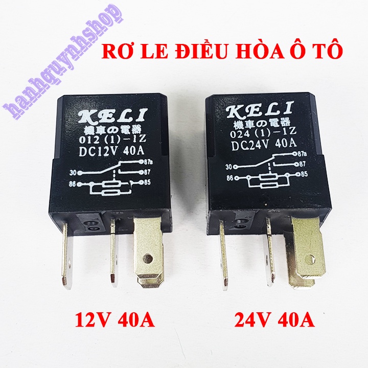 Rơ le điều hòa ô tô 4 chân 12V 40A hoặc 24V 40A màu đen (giá bán 1 cái)