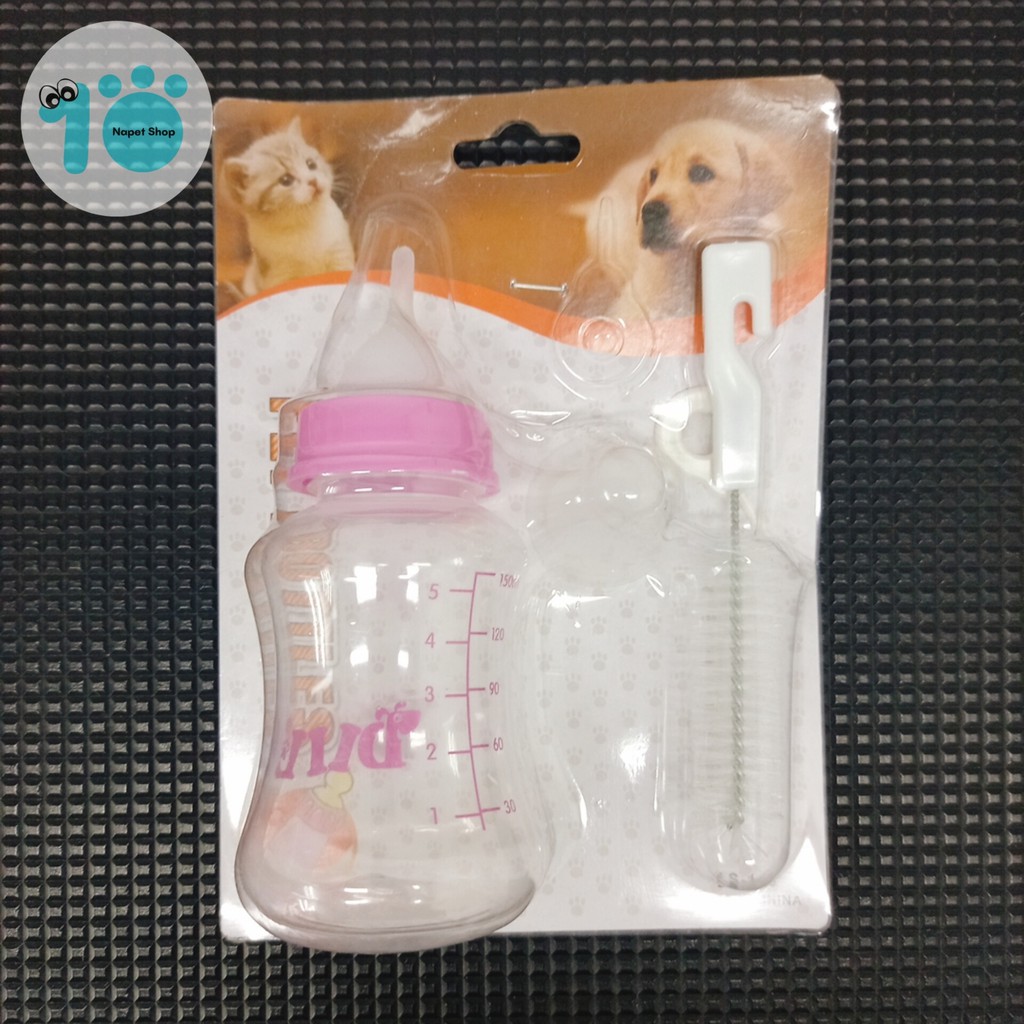 Bình pha sữa cho chó mèo 150ml - Bình ti cho chó mèo con đầu mềm