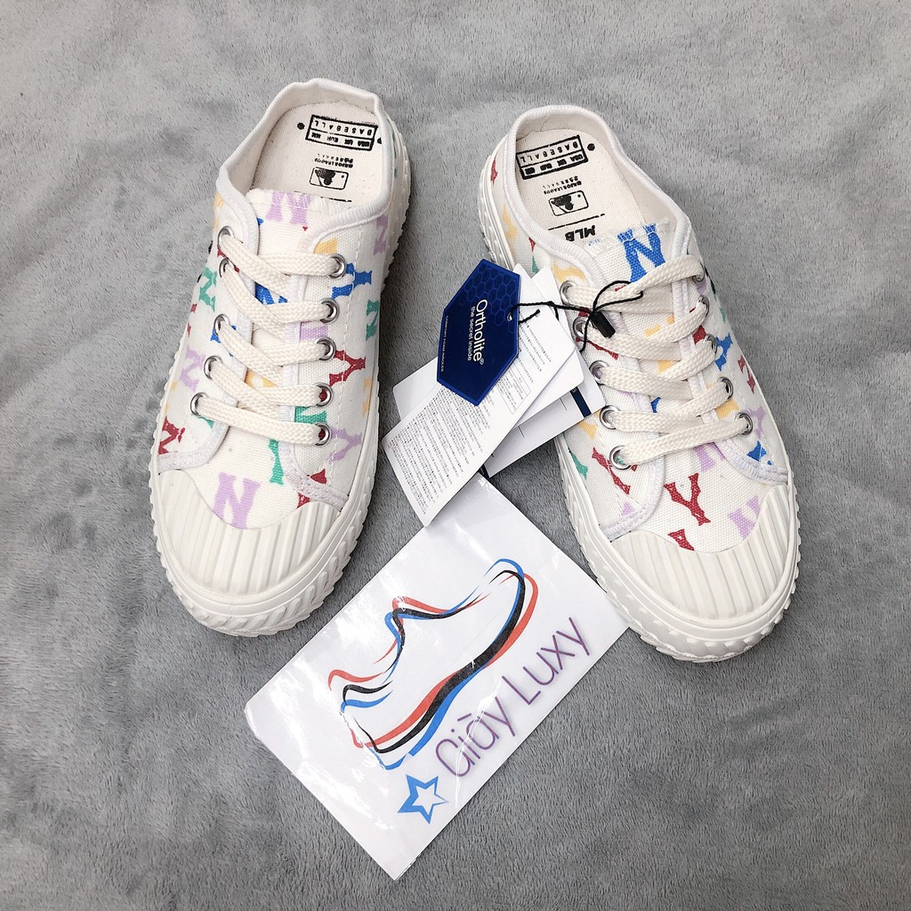 Giày Thể Thao Sneaker Sục Đạp Gót n.y Trắng Họa Tiết Cao Cấp - Giày Luxy | BigBuy360 - bigbuy360.vn