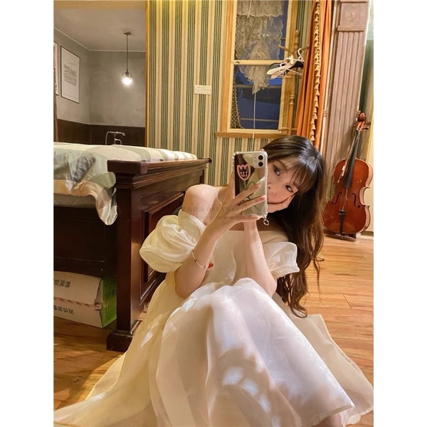 Váy babydoll công chúa bồng bềnh voan tơ, Đầm tiểu thư dáng xoè siêu sang chảnh