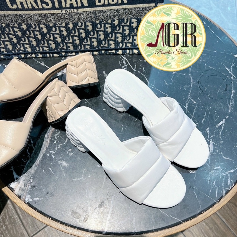 Guốc bản phồng viền giữa gót hoa lúa 6 cm