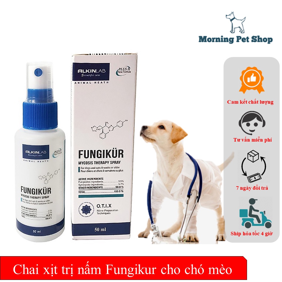 Chai xịt trị nấm Fungikur cho chó mèo -Xịt Nấm Da Ve Rận Ghẻ Ngứa