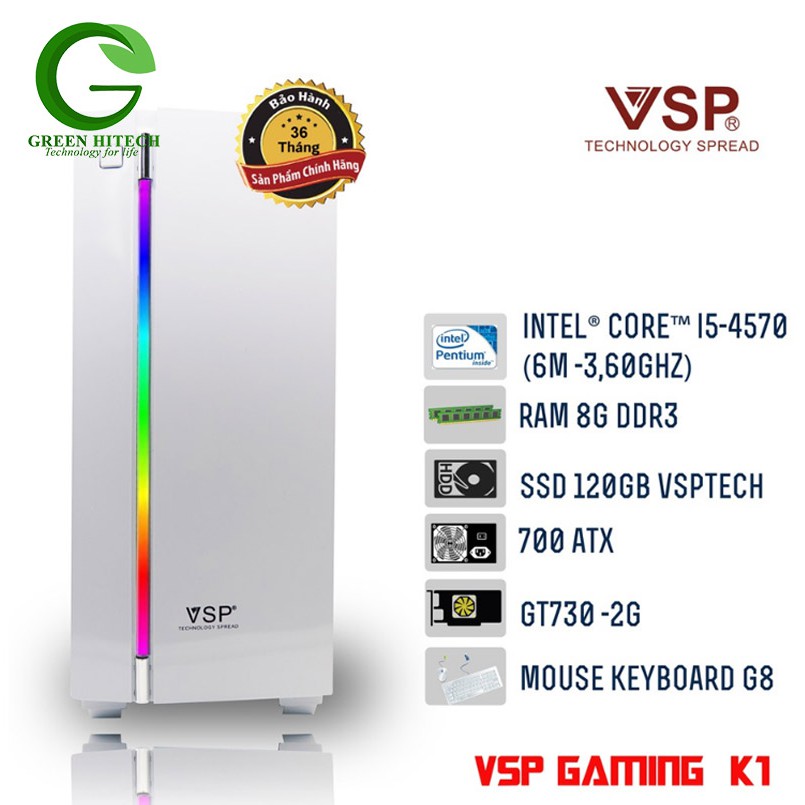 Thùng máy full linh kiện chuẩn GAMING VSP K1 Intel Core i5 4570 [BH 36 tháng]