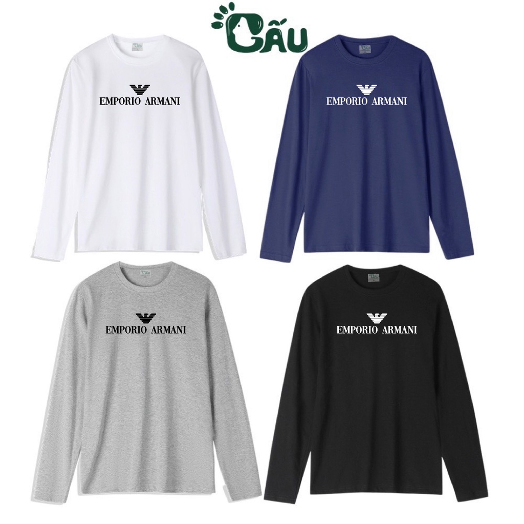 Áo thun tay dài Men194 vải coton dày dặn, mềm mịn, co dãn - form regular - TD EMPORIO ARMANI