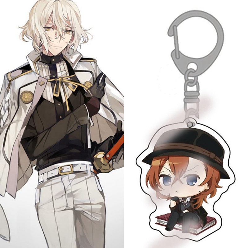 flowersqueen Móc gắn chìa khóa in hình nhân vật hoạt hình hai mặt dễ thương