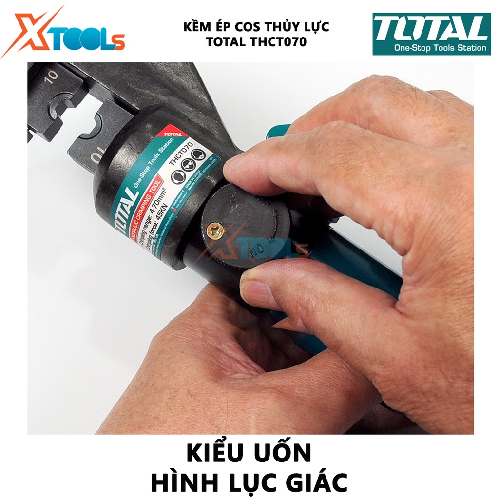 Kìm cắt ép thủy lực TOTAL THCT070 | kềm ép cos thủy lực, phạm vi cắt φ4-φ22mm, lực cắt 100KN, kích thước cắt 24mm