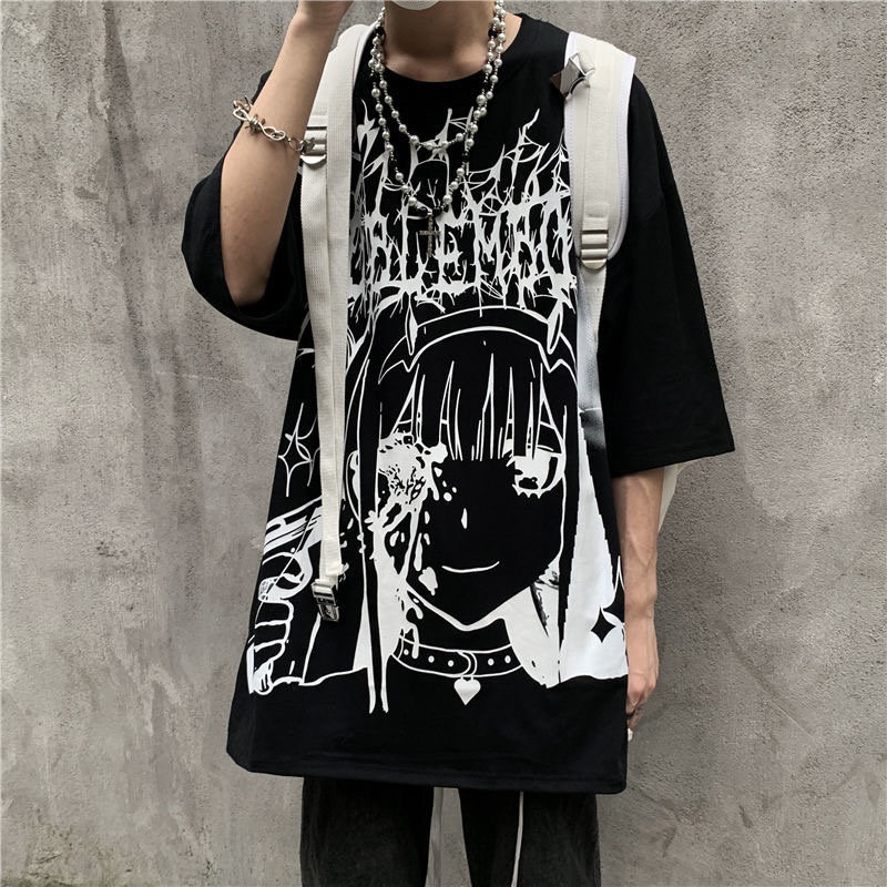 Áo thun MMIOT in họa tiết hoạt hình phong cách harajuku gothic Nhật Bản thời trang 2023 oversize