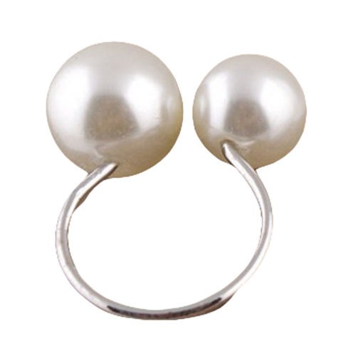 Nhẫn hở mạ vàng đính đá ngọc trai nhân tạo thời trang