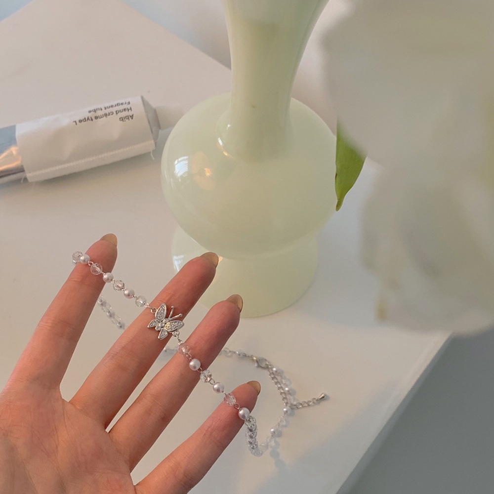 Vòng cổ Mặt Hình Bướm Đính Đá Pha Lê Phong Cách Hàn Quốc Quyến Rũ