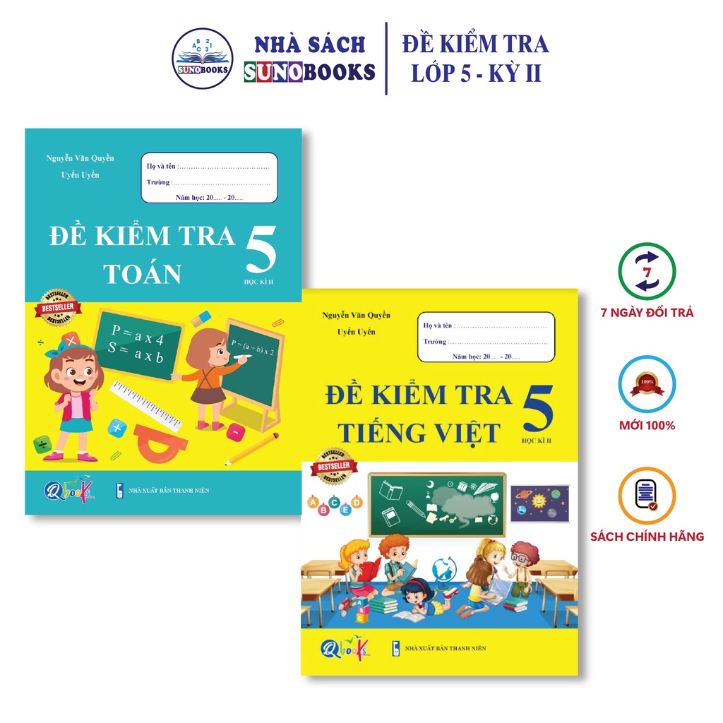 Sách - Combo Đề Kiểm Tra Toán và Tiếng Việt 5 - Học Kì 2 (2 cuốn)