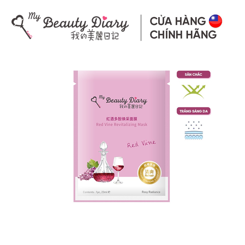 Mặt nạ se khít lỗ chân lông và phục hồi My Beauty Diary Taiwan Red Vine Revitalizing Mask Vang đỏ 23ml/Miếng