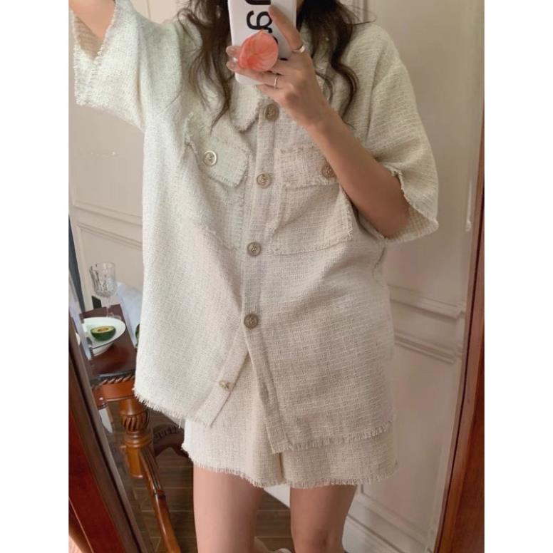 Bộ vest ngắn xinh xắn sang chảnh cho nữ Set bộ dạ tweed gồm 1 áo ngắn tay với 1 quần short order ASS