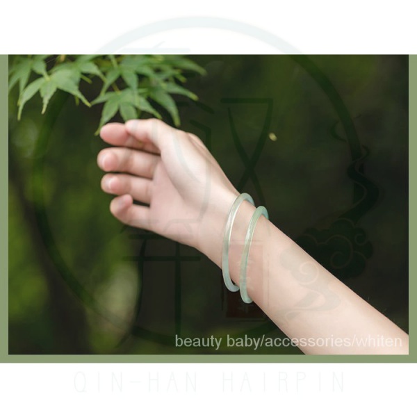 Vòng tay đá mã não tự nhiên màu xanh lá nhạt phong cách retro cho n