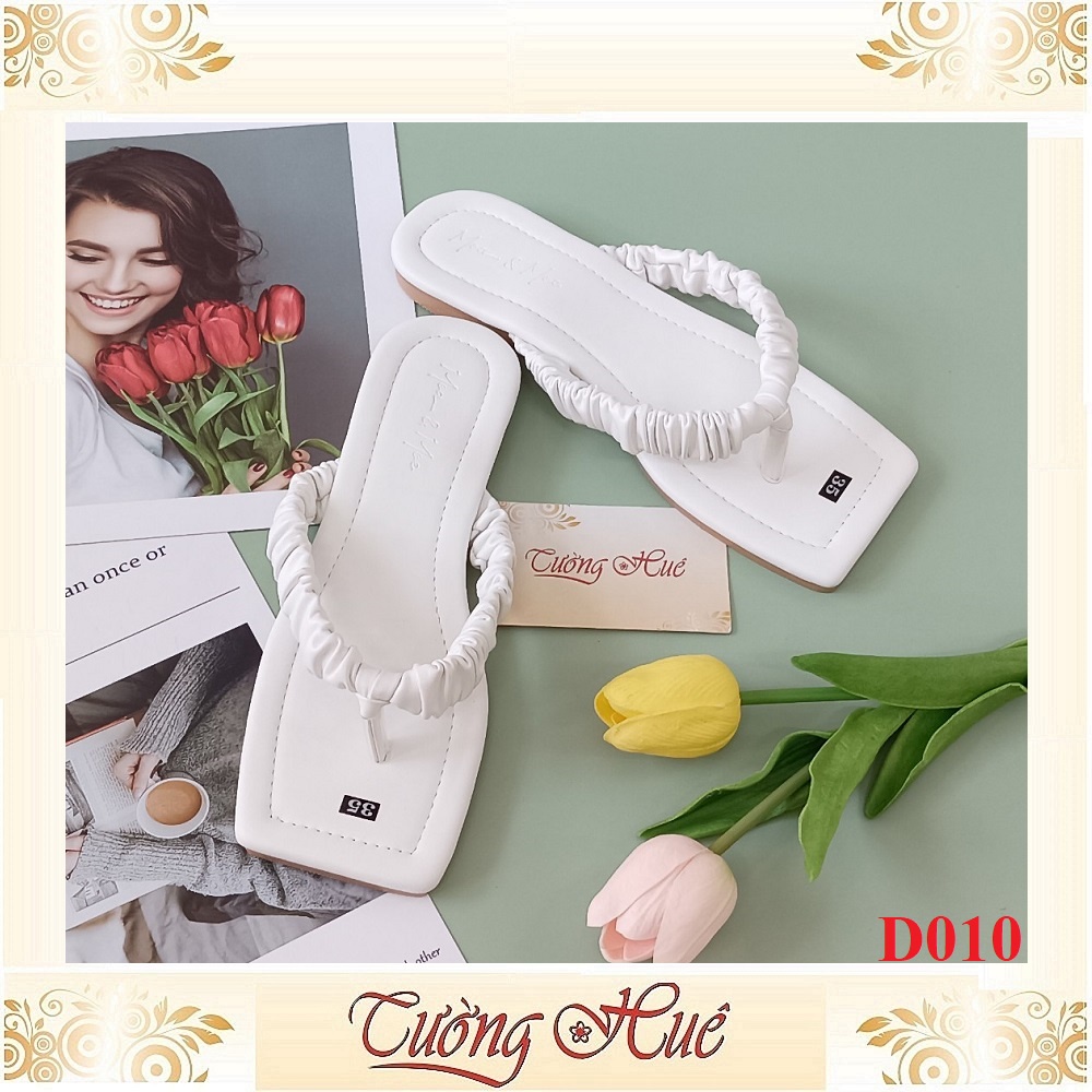 [Ảnh Thật 100%] Dép Kẹp Quai Nhún Mũi Vuông Đế Bệt