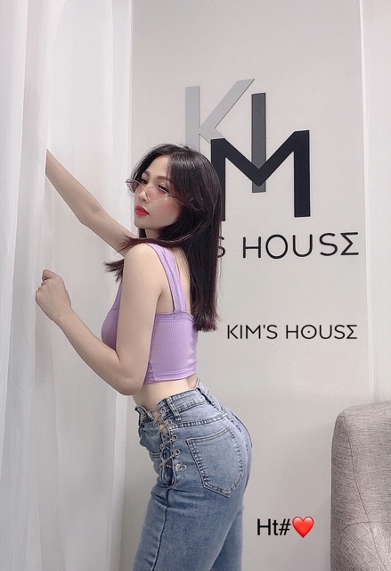 Quần jeans loe Đan sườn