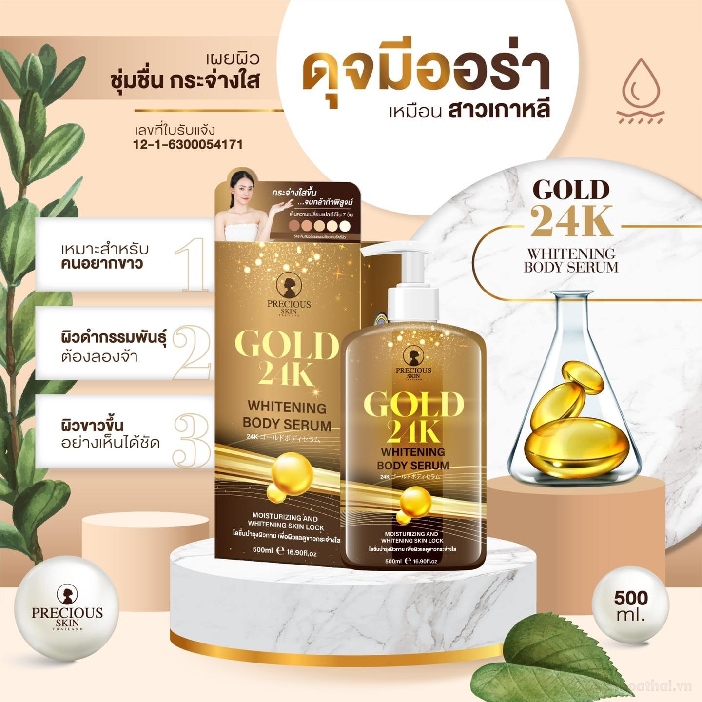 Gold 24K Whitening Body Serum Thái Lan dưỡng trắŉg da toàn thân