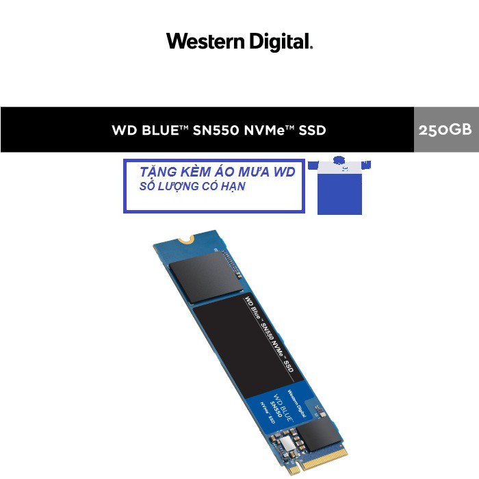  Ổ cứng SSD WD Blue SN550 250GB M.2 2280 NVMe Gen3 x4 WDS250G2B0C